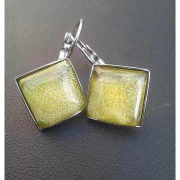 Francia kapcsos fülbevaló - Sárgászöld