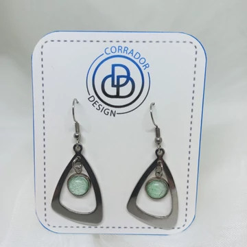 Nemesacél háromszög akasztós fülbevaló - Menta