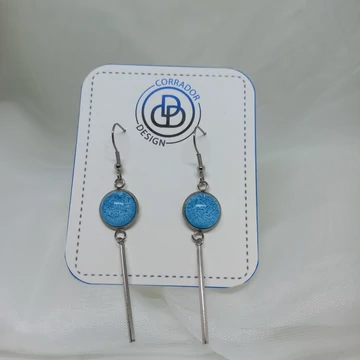 Nemesacél fülbevaló hosszú toldalékkal - Kék