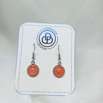 Nemesacél akasztós fülbevaló kör toldalékkal - Narancs