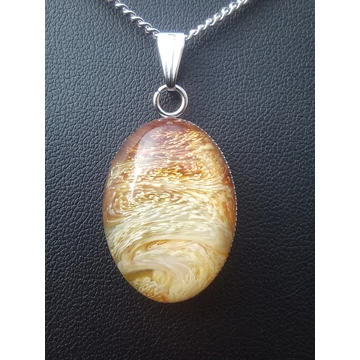 Gyanta ovális medál (18x25 mm) nemesacél nyakláncon 24.– elegáns női ékszer