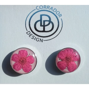 Szárított pink virágos fülbevaló