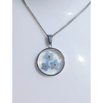 Gyanta nyaklánc szárított kék virággal