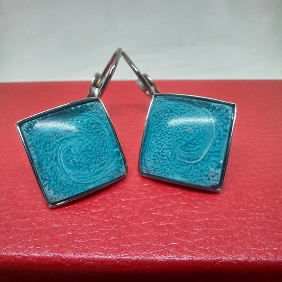 Francia kapcsos fülbevaló - Kék