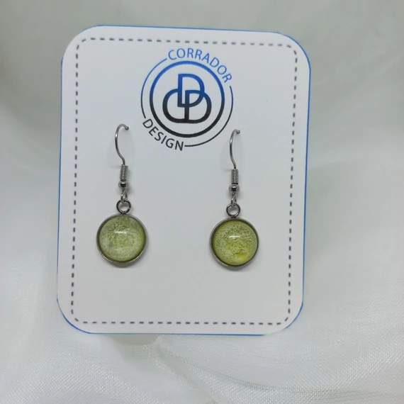 Nemesacél akasztós fülbevaló kör toldalékkal - Zöld