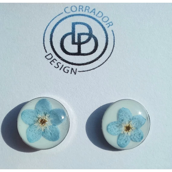 Szárított kék virágos fülbevaló